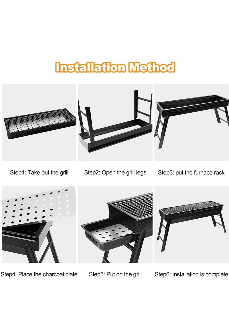 Arabest Collapsible Barbecue Grill,Camping picnic Grill,collapsible portable barbecue kit,comes with organizer for house parties,outdoor cooking,picnics and camping 23.62 x 8.66 x 13 inches  - Image 3