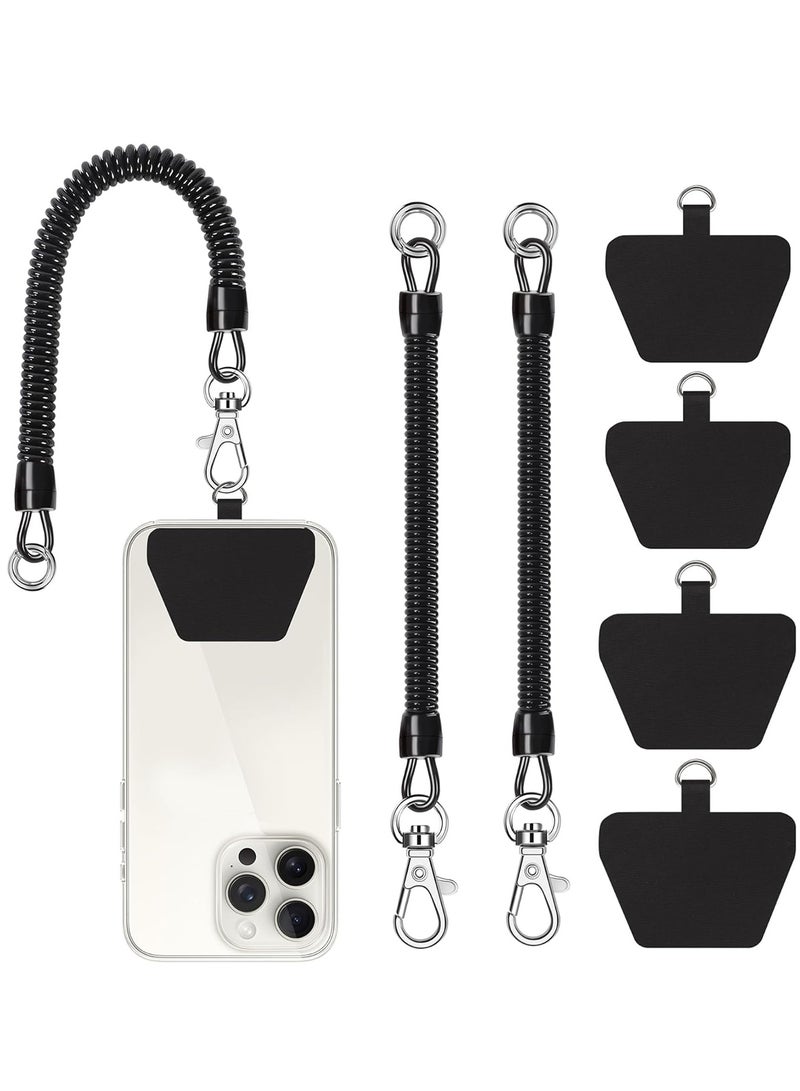 Adando [2 Pack] Phone Tether Lanyard Anti Theft Strap with Carabiner - Anti-Drop Outdoor Accessory for Skiing, Hiking, Cycling, Fishing & Climbing - Fit Most Cell Phones (Black+Black) - Image 1