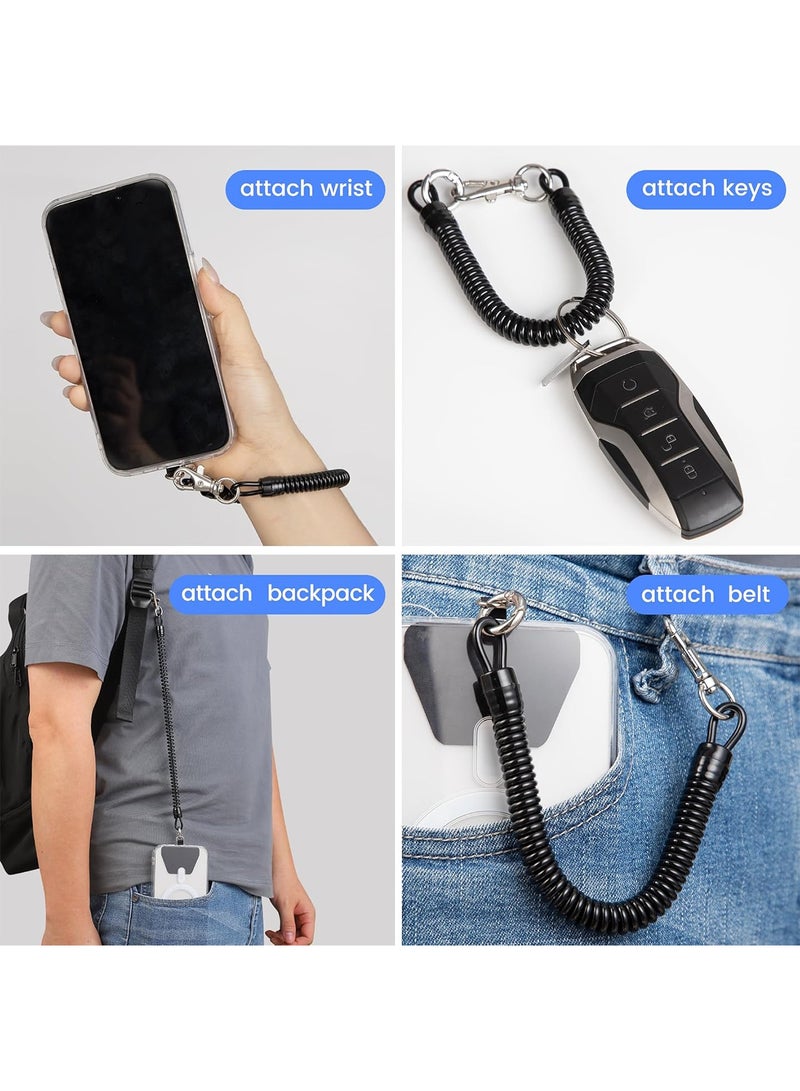 Adando [2 Pack] Phone Tether Lanyard Anti Theft Strap with Carabiner - Anti-Drop Outdoor Accessory for Skiing, Hiking, Cycling, Fishing & Climbing - Fit Most Cell Phones (Black+Black) - Image 4