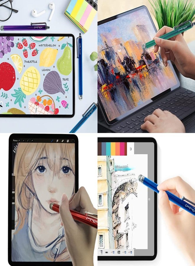 ColorYourLife أقلام ستايلس سعة 7 حزمة من كولور يور لايف مع طرف ألياف هجين ميكرو-كُنيت عالمية للأيباد، آيفون، هواتف أندرويد الذكية، أجهزة التابلت واللابتوب، وقطعة قماش للتنظيف - Image 5