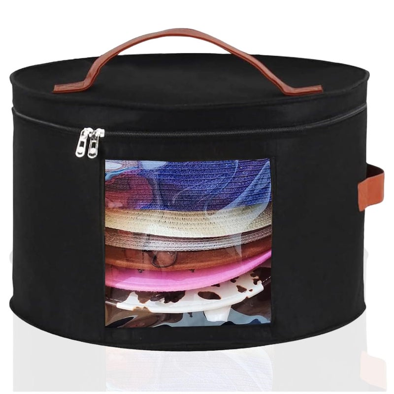 Memfish Hat BoxHats Boxes for Women Storage 1693 D1024 H Travel Large Round Hat Carrier Case Organizer Black