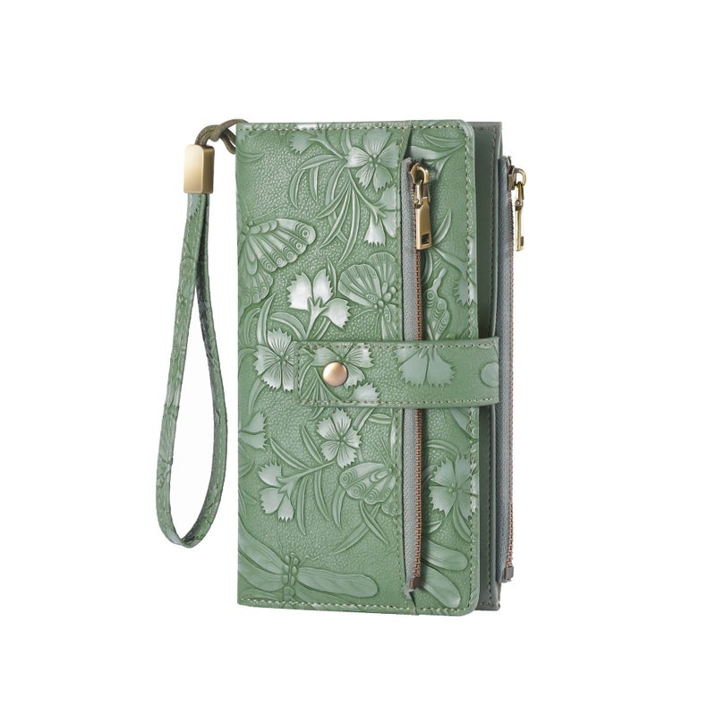 Oasis Women's RFID Blocking Long Wallet – Embossed Microfiber Leather Card Holder - Image 2
