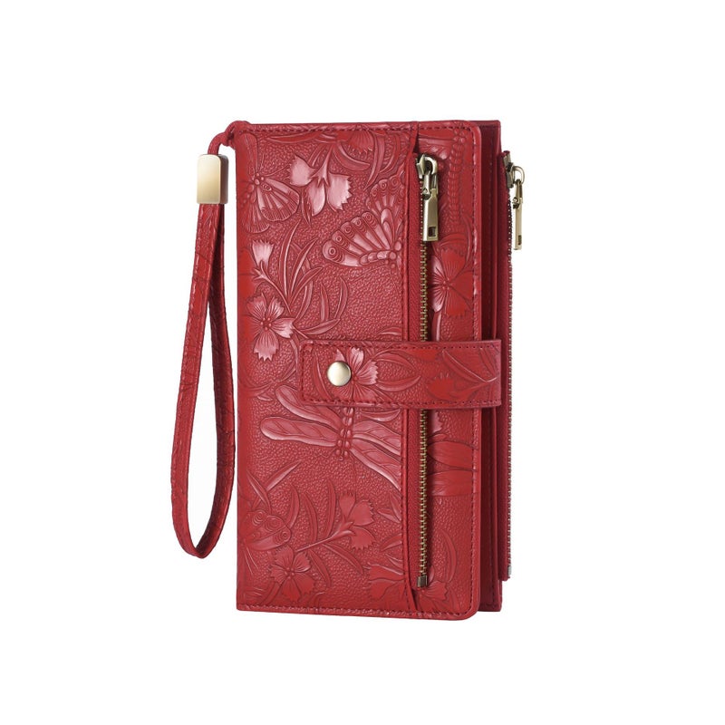 Oasis Women's RFID Blocking Long Wallet – Embossed Microfiber Leather Card Holder - Image 1