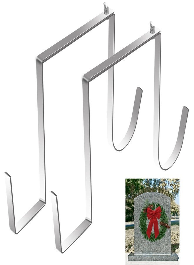 Jeyeou 2PCS Christmas Headstone Wreath Hanger Adjustable Double Sided Gravestone Cemetery Wreath Holder Over The Door Metal Hook 6"-11" String Light Hanging Hook Wall Hanger for Christmas Easter Memorial Day - Image 1