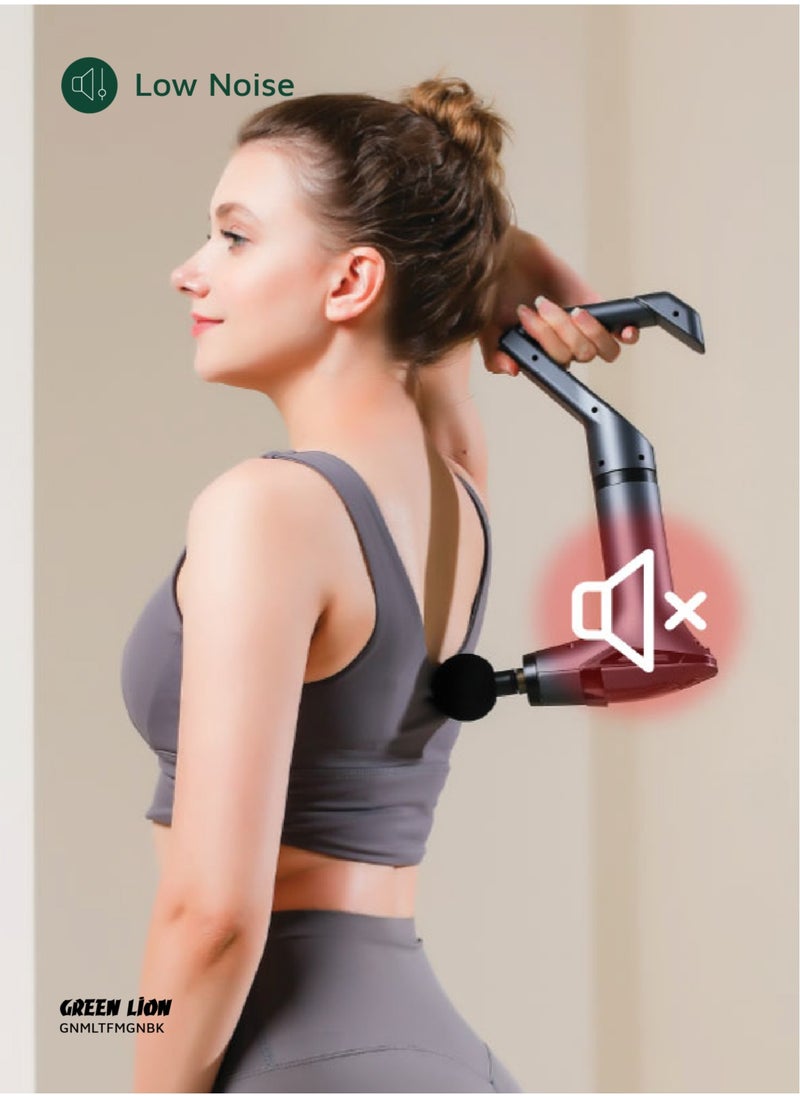 GREEN LION - Multifunctional Massage Handle GMG-05 / Up to 3 Hour working time / 4 Massage Head / Extension Handle / 12 Speed Levels / Digital Display / Massage Belt / LED Lights - Black - Image 1