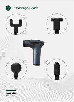 GREEN LION Multifunctional Massage Handle GMG-05 / Up to 3 Hour working time / 4 Massage Head / Extension Handle / 12 Speed Levels / Digital Display / Massage Belt / LED Lights - Black  - Image 4