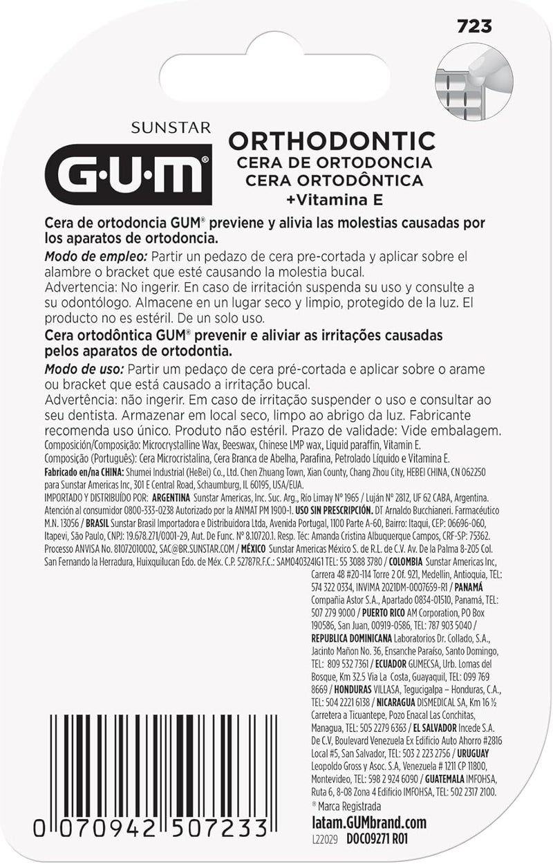 GUM Orthodontic Transparent Wax - Non-Flavoured - With Vitamin E & Aloe - Image 2