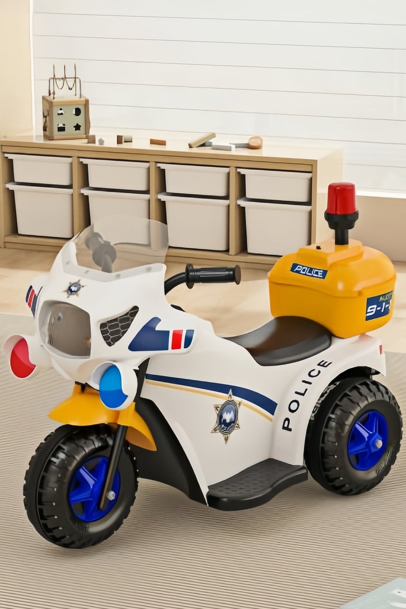 الأمويلات سيارة اطفال كهربائية ركوب عربة ركوب كهربائية شرطة للأطفال عمر ٣-٥ سنوات بدواسة تشغيل عجلات عريضة صندوق تخزين أفضل هدية - Image 1