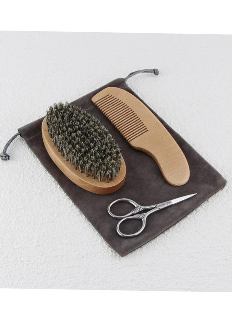 ZERIFAM ZERIFAM Beard Brush - Men Wooden Handle Beard Comb, With Storage Bag, Mane Brush, And Wooden Beard Comb, Suitable For Men's Beard Care, Cleaning, And Trimming.(Brown)  - Image 3