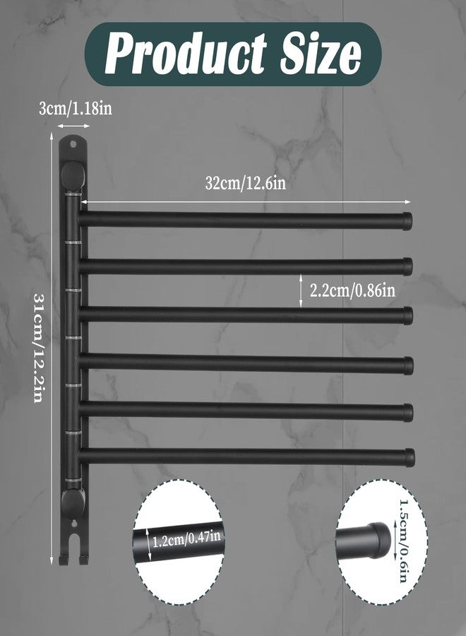 AojSup Swivel Towel Rack, Towel Bar with Wall Mounted 180° Rotation, 6 Arms Towels Hanger SUS 304 Stainless Steel, Space Saving for Kitchen, Bathroom, Outdoor (Matte Black) - Image 2