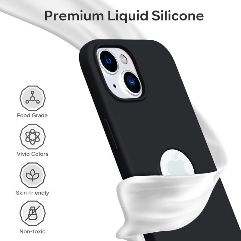 Elzzi Microfiber Logo Cut Cover Compatible for iPhone 15 Case Liquid Silicone Cases Non-Slip Full Body 4 Layer Protective Covers Shockproof Back Cover with High Raised Camera Lips (6.1 inch, Black) - Image 3