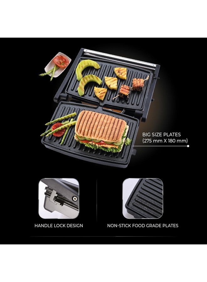 Usha iChef Sandwich Grill | 1500 Watt| Large 2 Slice Flat Bread Griller | 0-180° Flat Bed | Floating Hinge Design | 2 stage Thermal Safety| 2 Years Warranty (Stainless steel) - Image 3
