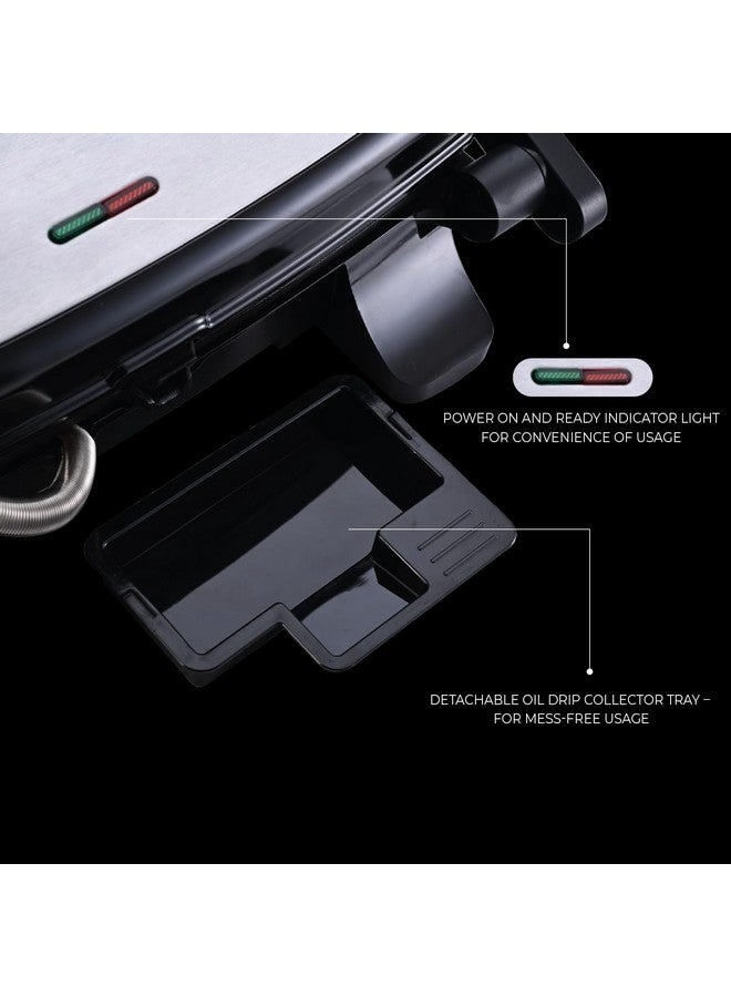 Usha iChef Sandwich Grill | 1500 Watt| Large 2 Slice Flat Bread Griller | 0-180° Flat Bed | Floating Hinge Design | 2 stage Thermal Safety| 2 Years Warranty (Stainless steel) - Image 5