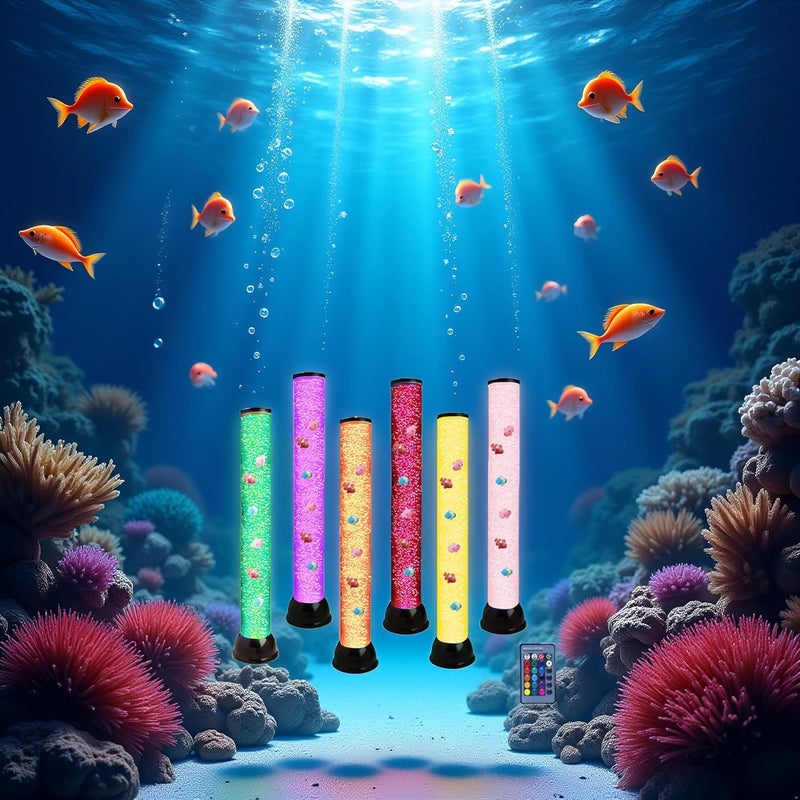 Lightahead أنبوب سمك فقاعة خيالي LED بحجم 32 بوصة مع تأثيرات ضوئية ملونة 7. المصباح الحسي النهائي. - Image 2