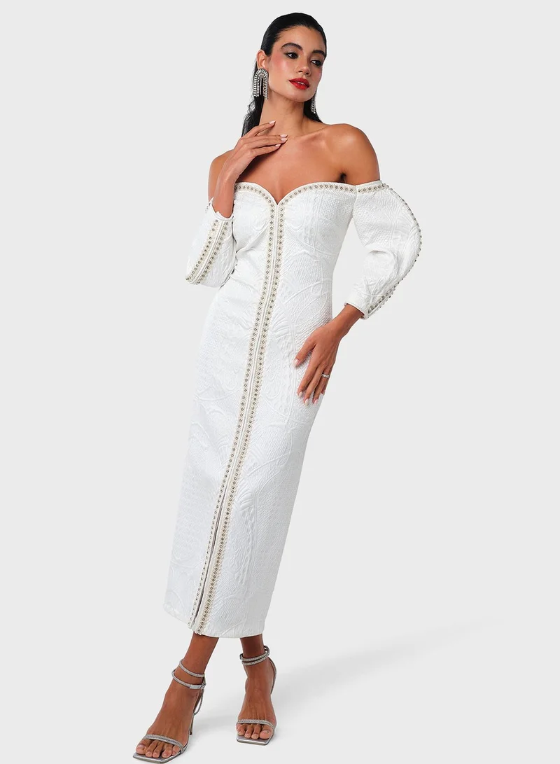 Threadz by Ajooni Off-Shoulder Midi Dress