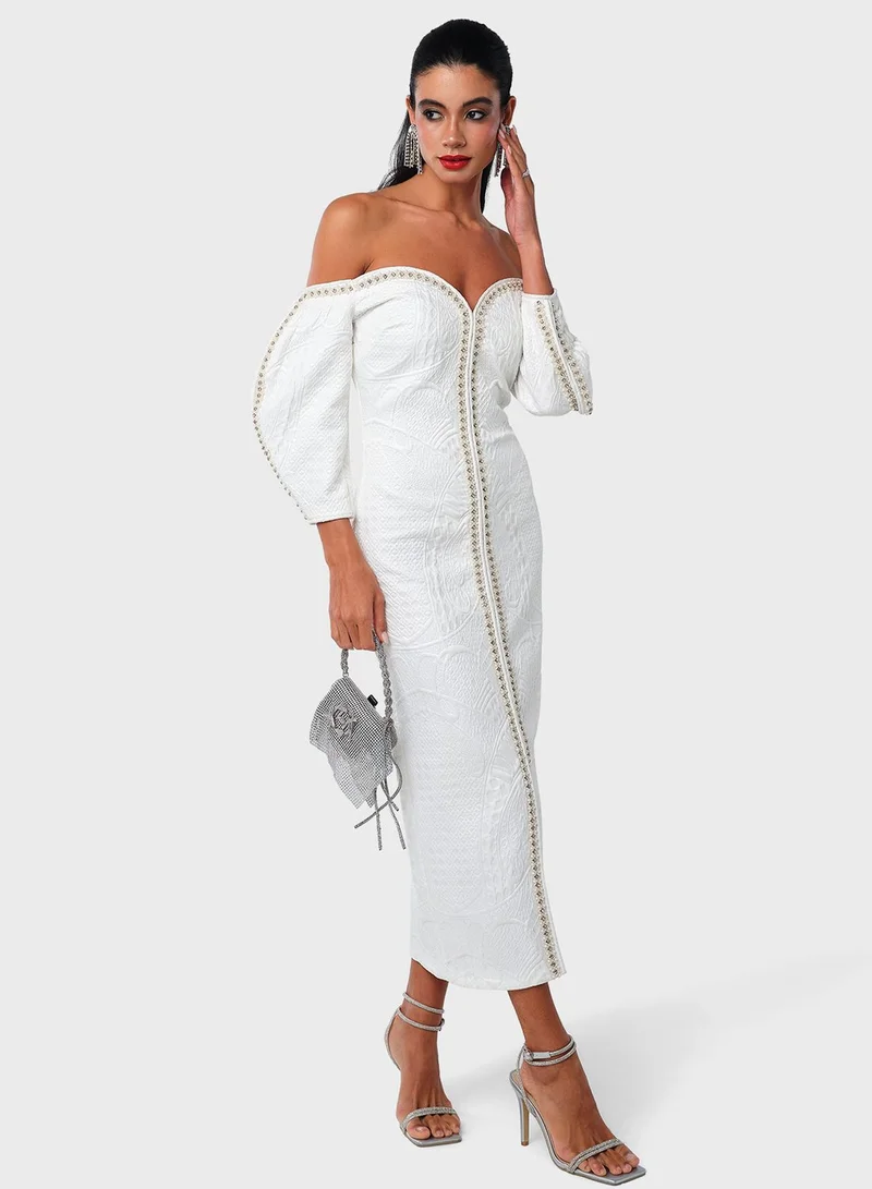Threadz by Ajooni Off-Shoulder Midi Dress
