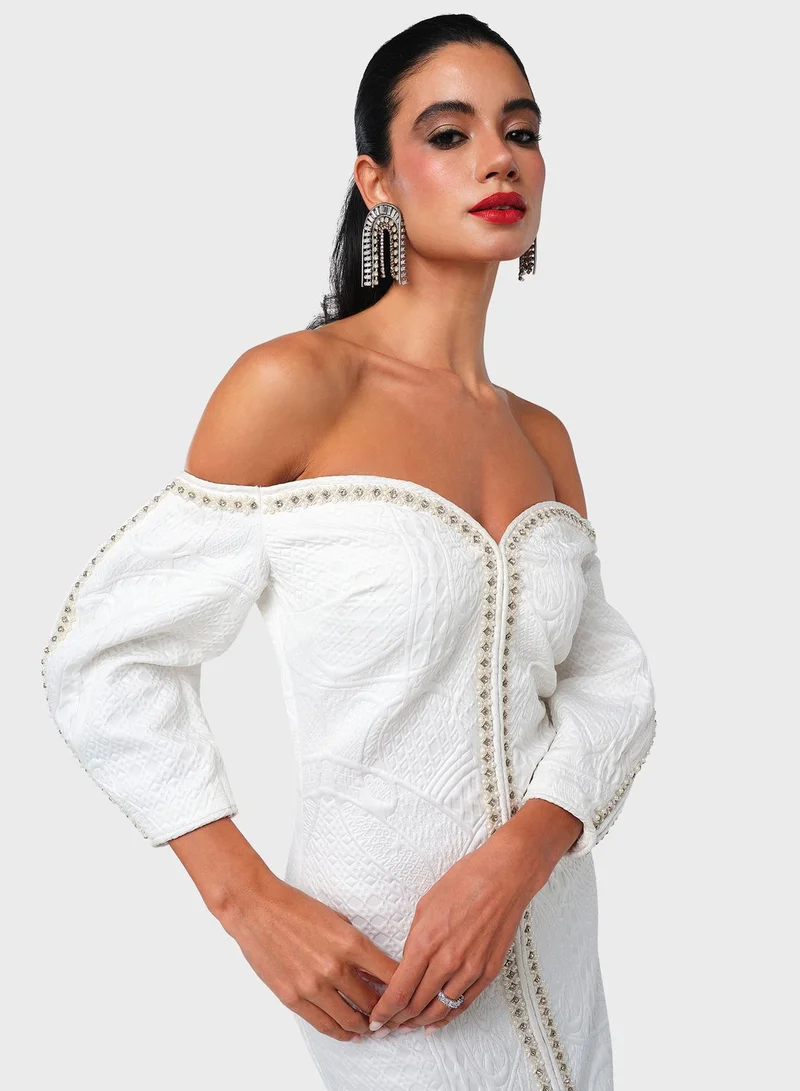 Threadz by Ajooni Off-Shoulder Midi Dress
