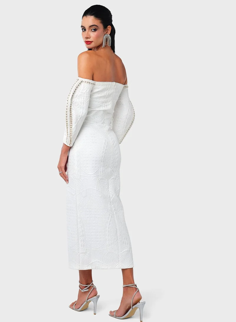 Threadz by Ajooni Off-Shoulder Midi Dress