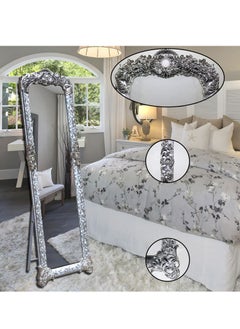 Generic Full Length Mirror Full Body Mirror Floor Standing Vanity Mirror with Vertical Bracket Metal Frame European Dressing Mirror for Bedrooms Living Rooms Clothing Stores (Silver,165 * 45CM )  - Image 3
