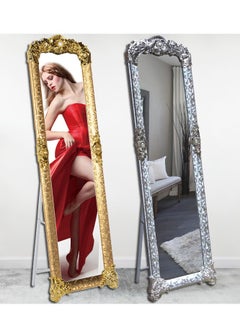 Generic Full Length Mirror Full Body Mirror Floor Standing Vanity Mirror with Vertical Bracket Metal Frame European Dressing Mirror for Bedrooms Living Rooms Clothing Stores (Silver,165 * 45CM )  - Image 4