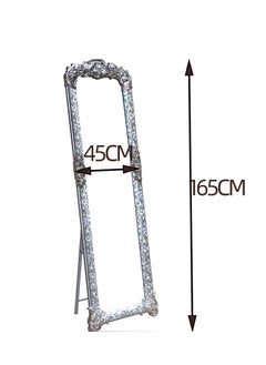 Generic Full Length Mirror Full Body Mirror Floor Standing Vanity Mirror with Vertical Bracket Metal Frame European Dressing Mirror for Bedrooms Living Rooms Clothing Stores (Silver,165 * 45CM )  - Image 5