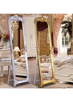 Generic Full Length Mirror Full Body Mirror Floor Standing Vanity Mirror with Vertical Bracket Metal Frame European Dressing Mirror for Bedrooms Living Rooms Clothing Stores (Silver,165 * 45CM )  - Image 2
