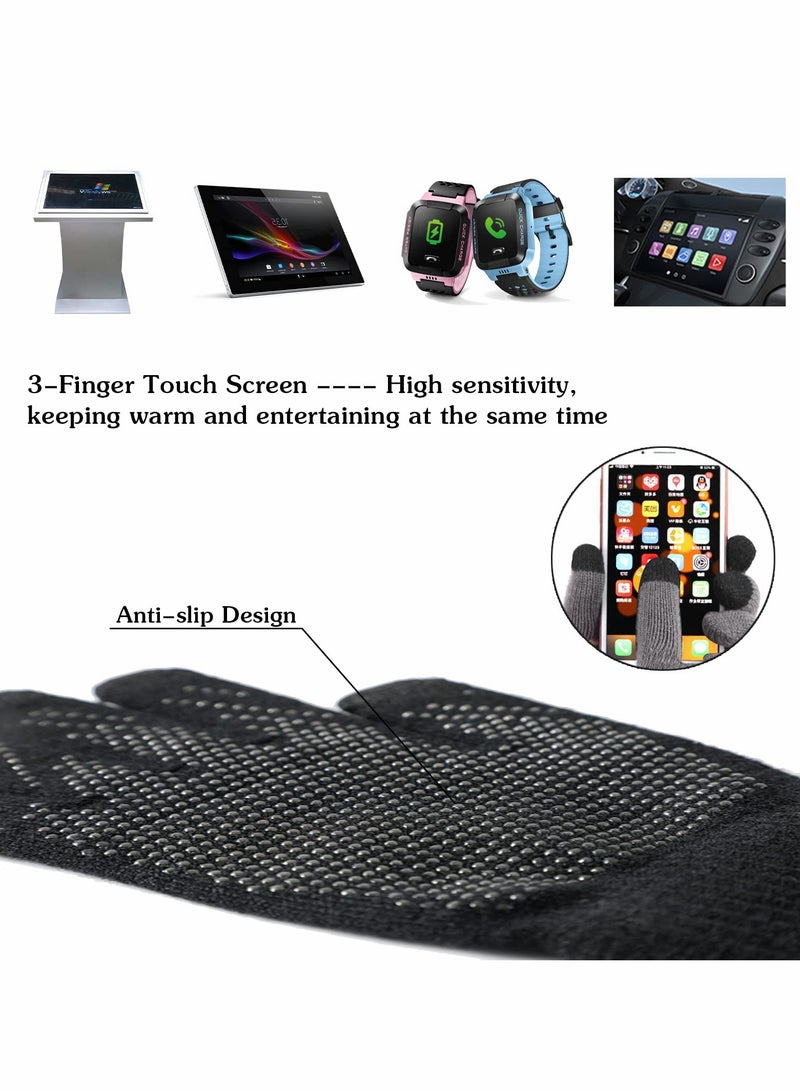 KASTWAVE 3Pcs Winter Beanie Hat Scarf Gloves Set for Men Womens Ski Cap Touch Screen Mittens Suit Couples Matching Hats for Men Women - Image 4