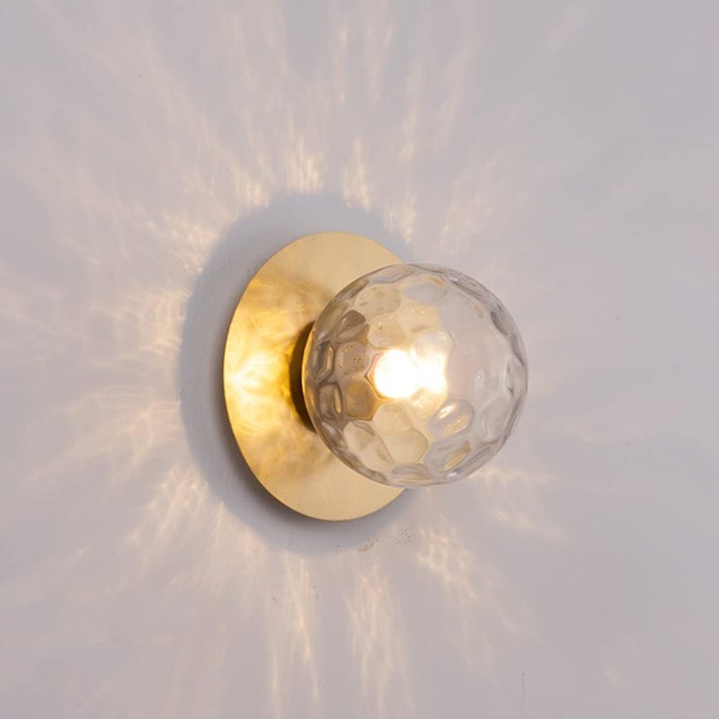 Modern Wall Mount Lamp , Modern 1-Lights Indoor Wall Light Round Metal Wall Sconce with Glass Shade Gold Vanity Mirror Light Fixture Wall Mounted Lighting for Bedside Bathroom ( Color : Gold , Size : - Image 1