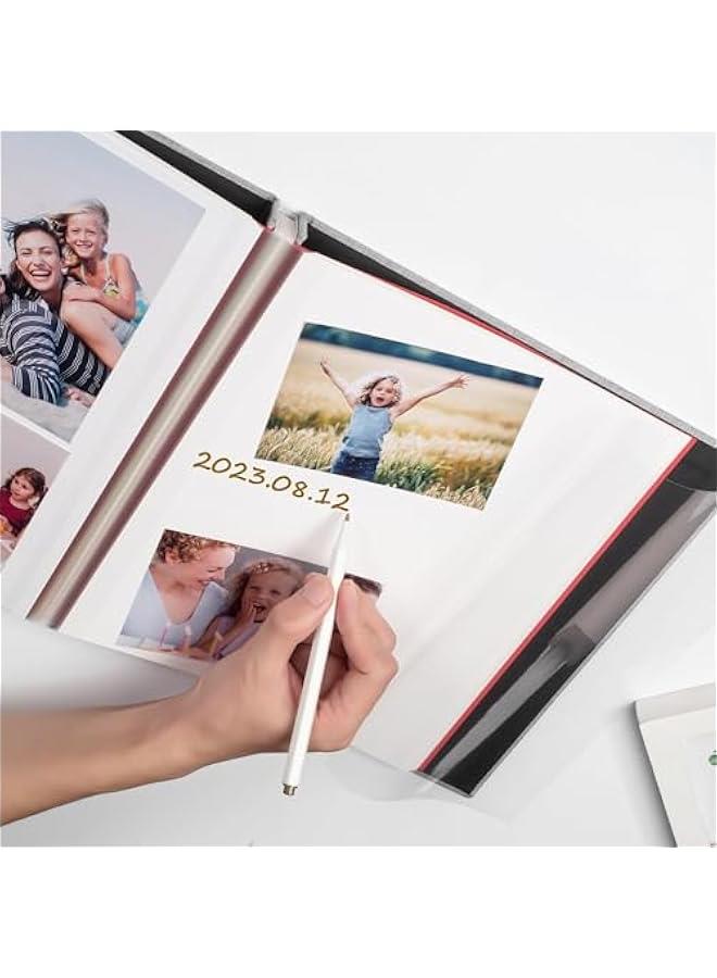 HOOKOR Durku Large Photo Album Self Adhesive with Picture Display Window, DIY Scrapbook, 40 s Linen Cover Memory Book with Metallic Pen (Grey) - Image 4