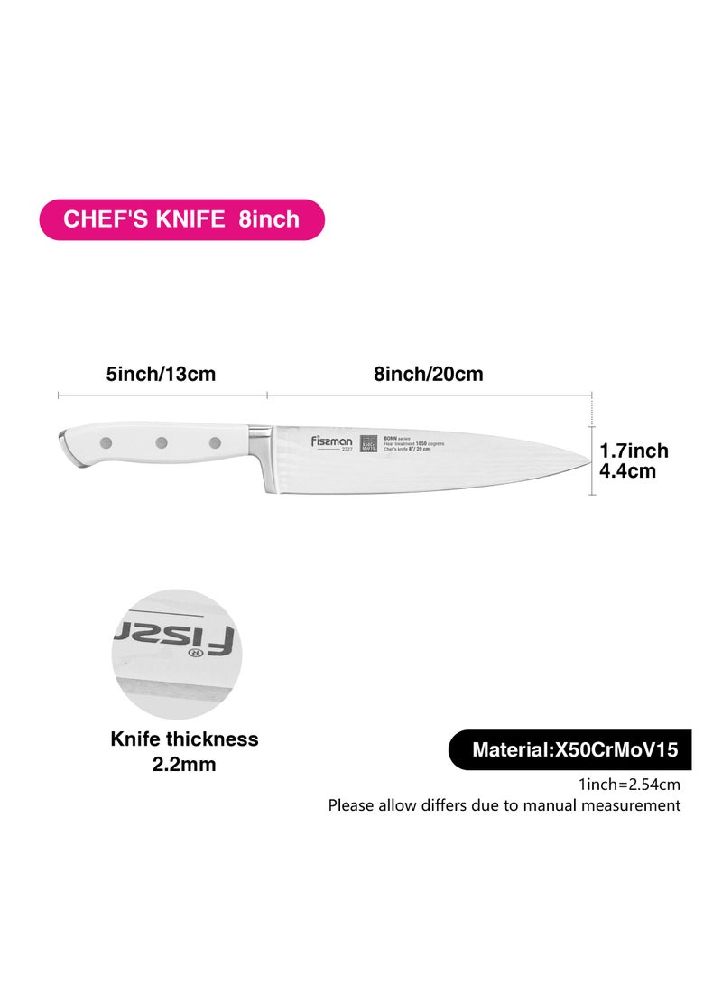 Fissman 8'' Chef's Knife Bonn Series, with Sharp Blade and Sturdy Non Slip Handle, Minimalist Design, Stainless Steel, Suitable for Home Restaurant  - Image 4