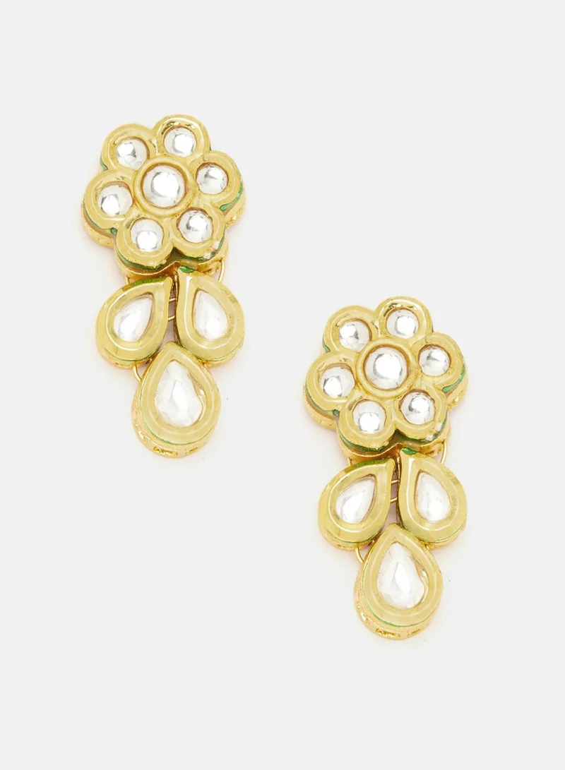 Priyaasi Mini Floral Kundan Studded Drop Earrings