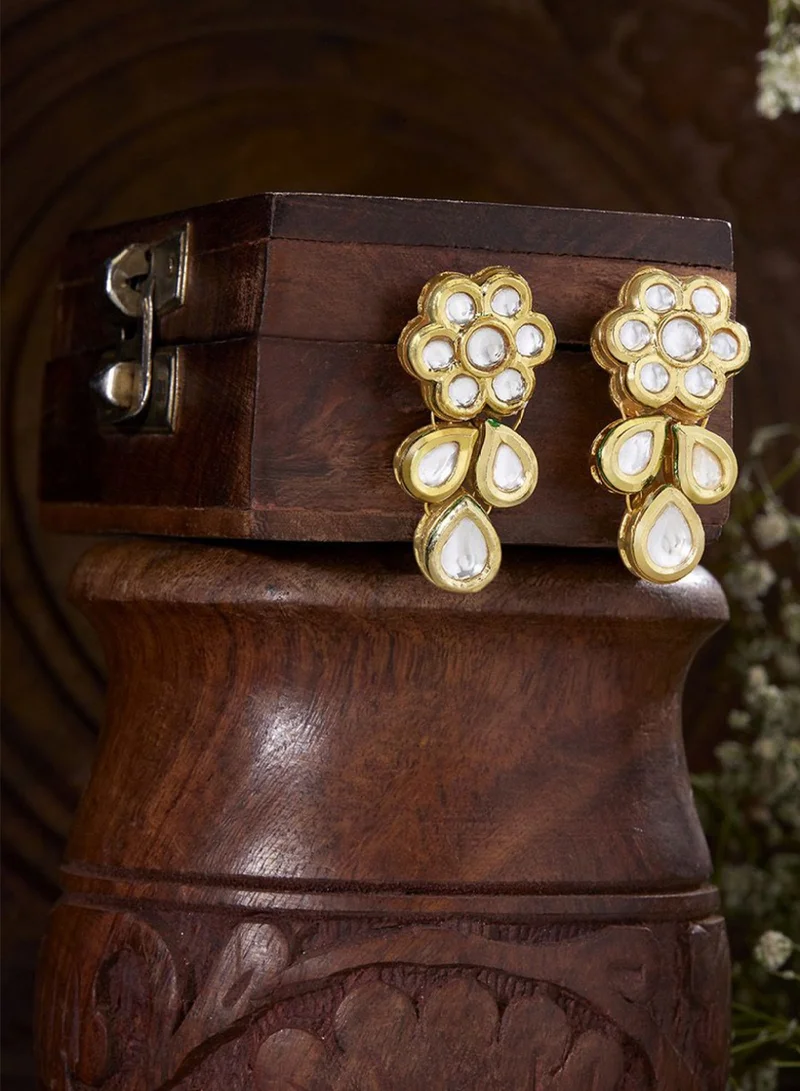 Priyaasi Mini Floral Kundan Studded Drop Earrings