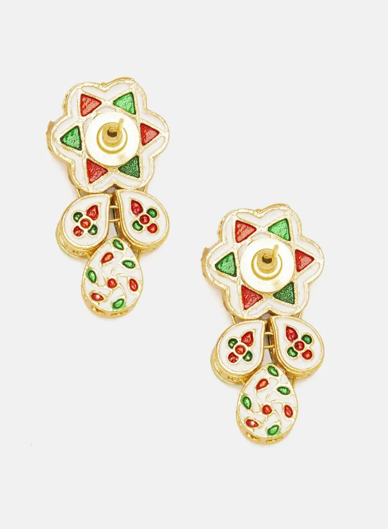 Priyaasi Mini Floral Kundan Studded Drop Earrings