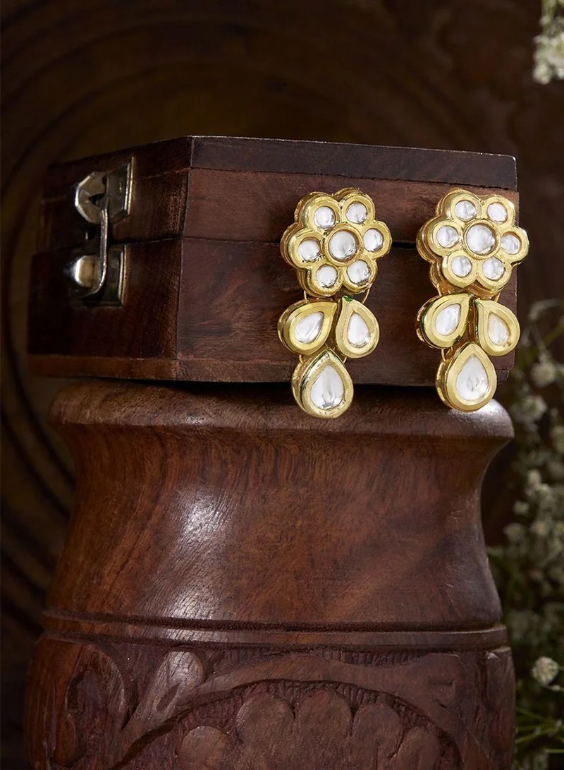 Priyaasi Mini Floral Kundan Studded Drop Earrings