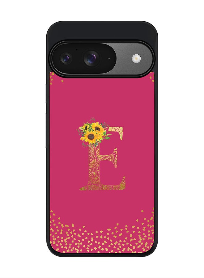 Stylizedd For Google Pixel 9 Case,Slim fit Camera Protection, Shockproof Thin Phone cover - Custom Floral Monogram - E ( Deep Pink ) - Image 1
