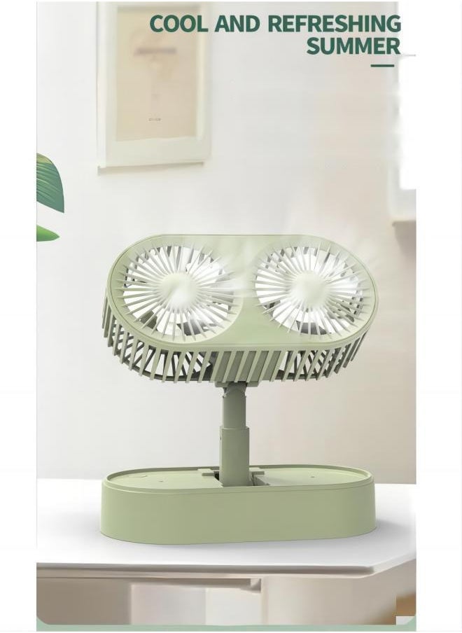 General Small personal USB desktop folding fan portable mini electric table fan small dormitory low noise cooling fan, double head powerful fan, suitable for home bedroom office car outdoor travel  - Image 2