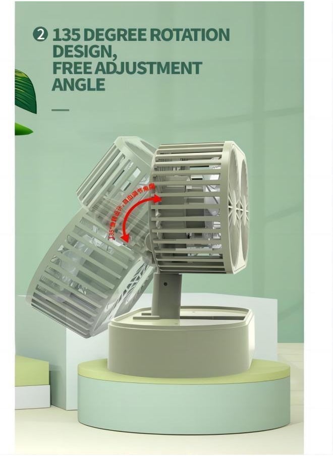 General Small personal USB desktop folding fan portable mini electric table fan small dormitory low noise cooling fan, double head powerful fan, suitable for home bedroom office car outdoor travel  - Image 4