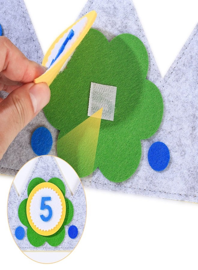 HexinYigjly Children's birthday crowns, changeable numbers 0-9, 3D stickers, fabric crown gifts for boys and girls, party decorations (yellow) - Image 3