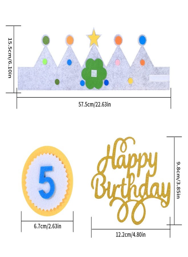 HexinYigjly Children's birthday crowns, changeable numbers 0-9, 3D stickers, fabric crown gifts for boys and girls, party decorations (yellow) - Image 2