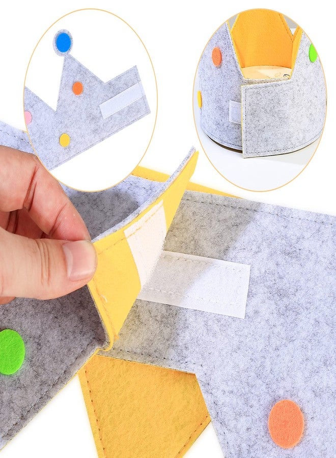 HexinYigjly Children's birthday crowns, changeable numbers 0-9, 3D stickers, fabric crown gifts for boys and girls, party decorations (yellow) - Image 4