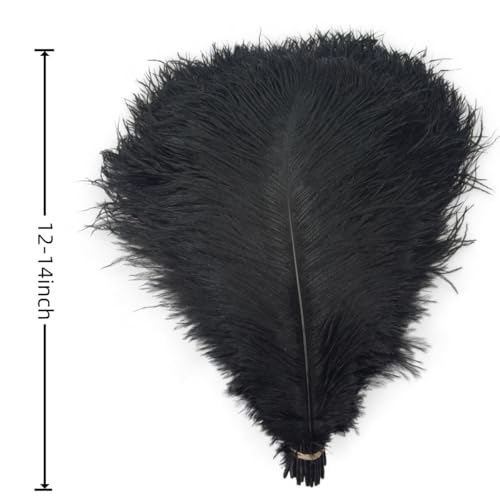 Sowder 10pcs Ostrich Feathers 12-14inch(30-35cm) for Home Wedding Decoration(Black) - Image 3