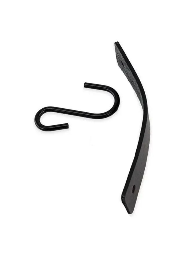 5 قطع من خطافات معدنية على شكل S مع حلقات جلدية سوداء مثبتة على الحائط لتوفير المساحة - Image 4