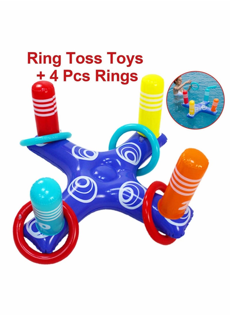 Inflatable Pool Ring Toss Game Toys Floating Swimming with 4 Pcs Rings for Multiplayer Water Kid Family Fun Beach Floats Cross - Image 5