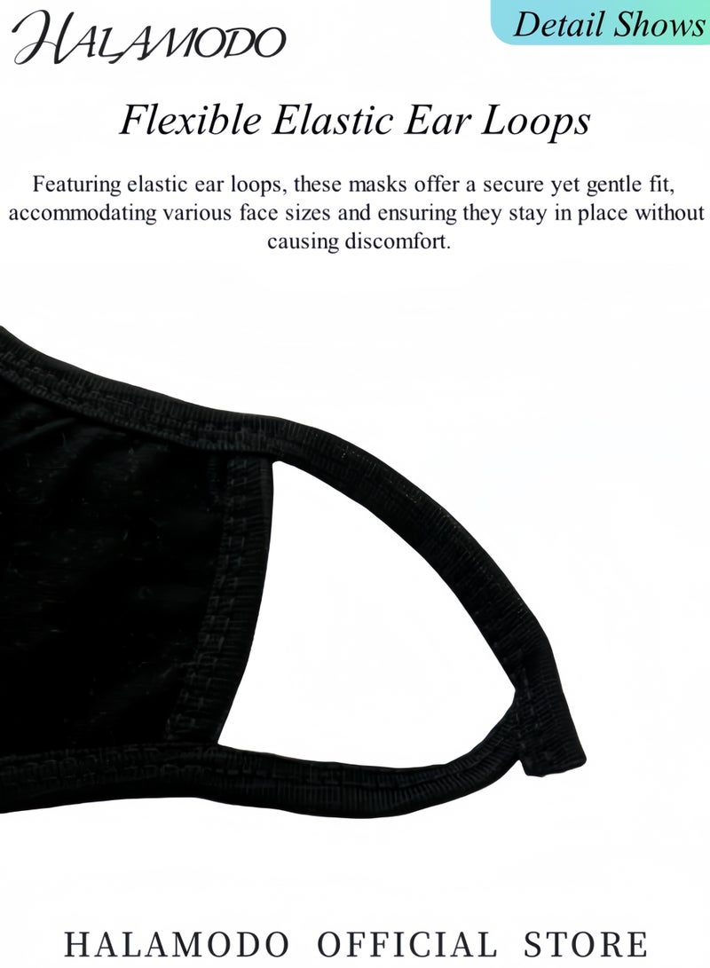 HALAMODO 10PCS Cotton Mouth Face Mouth Cover Reusable Comfy Breathable Outdoor Fashion Face Protections Half Face Earloop Cotton Masks for Man and Woman - Image 3