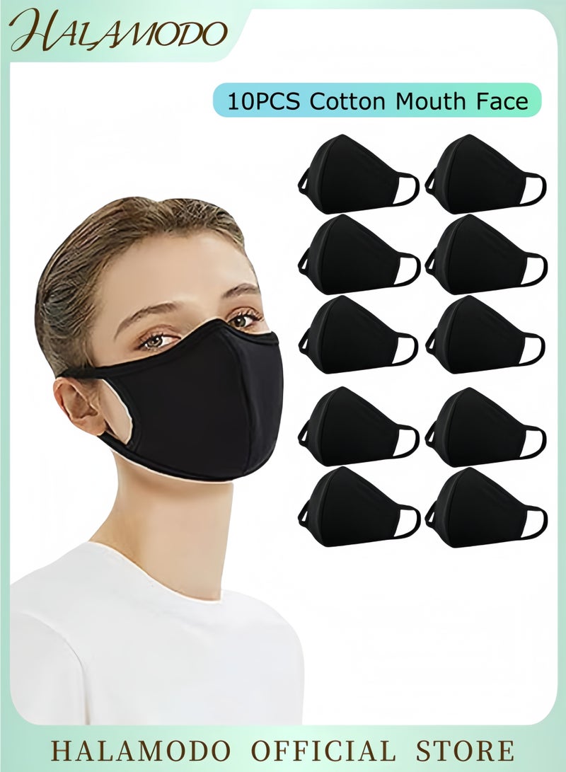 HALAMODO 10PCS Cotton Mouth Face Mouth Cover Reusable Comfy Breathable Outdoor Fashion Face Protections Half Face Earloop Cotton Masks for Man and Woman - Image 1