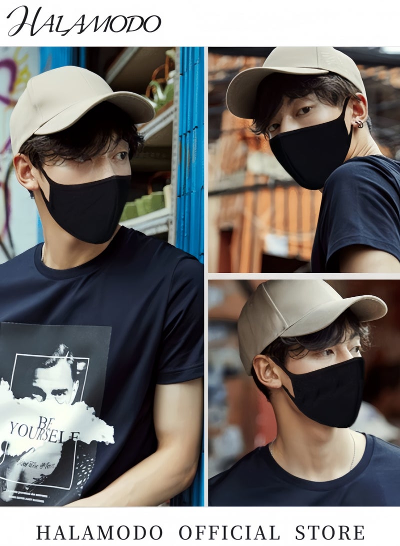 HALAMODO 10PCS Cotton Mouth Face Mouth Cover Reusable Comfy Breathable Outdoor Fashion Face Protections Half Face Earloop Cotton Masks for Man and Woman - Image 5