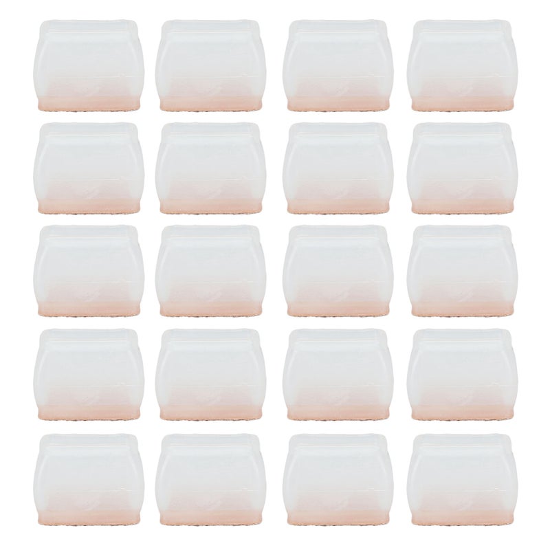 20Pcs Chair Leg Protector for Hardwood Floor Rubber Felt Furniture Pad Cover Non Scratches Noise Transparent Rectangle S - Image 1