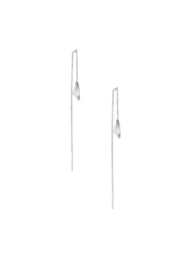 Ettika Earrings For Women. Womens Threaders. Rhodium Plated Drop Earrings Barely There Chain And Clear Cz Crystal Dangle Earrings Jewelry. - Image 5