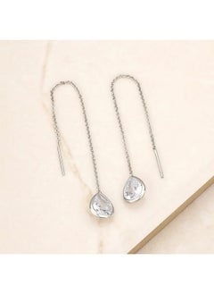 Ettika Earrings For Women. Womens Threaders. Rhodium Plated Drop Earrings Barely There Chain And Clear Cz Crystal Dangle Earrings Jewelry.  - Image 4