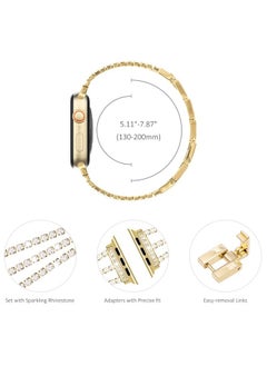 Compatible for Apple Watch Band Series 8 Series 7 41mm 40mm SE Series 6 5 4 3 38mm, Sparkling Bling Diamonds Bracelet for iWatch Band Womens (Shinystone-Gold)